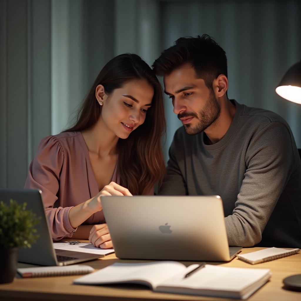 Пара изучает курс по семейным финансам вместе